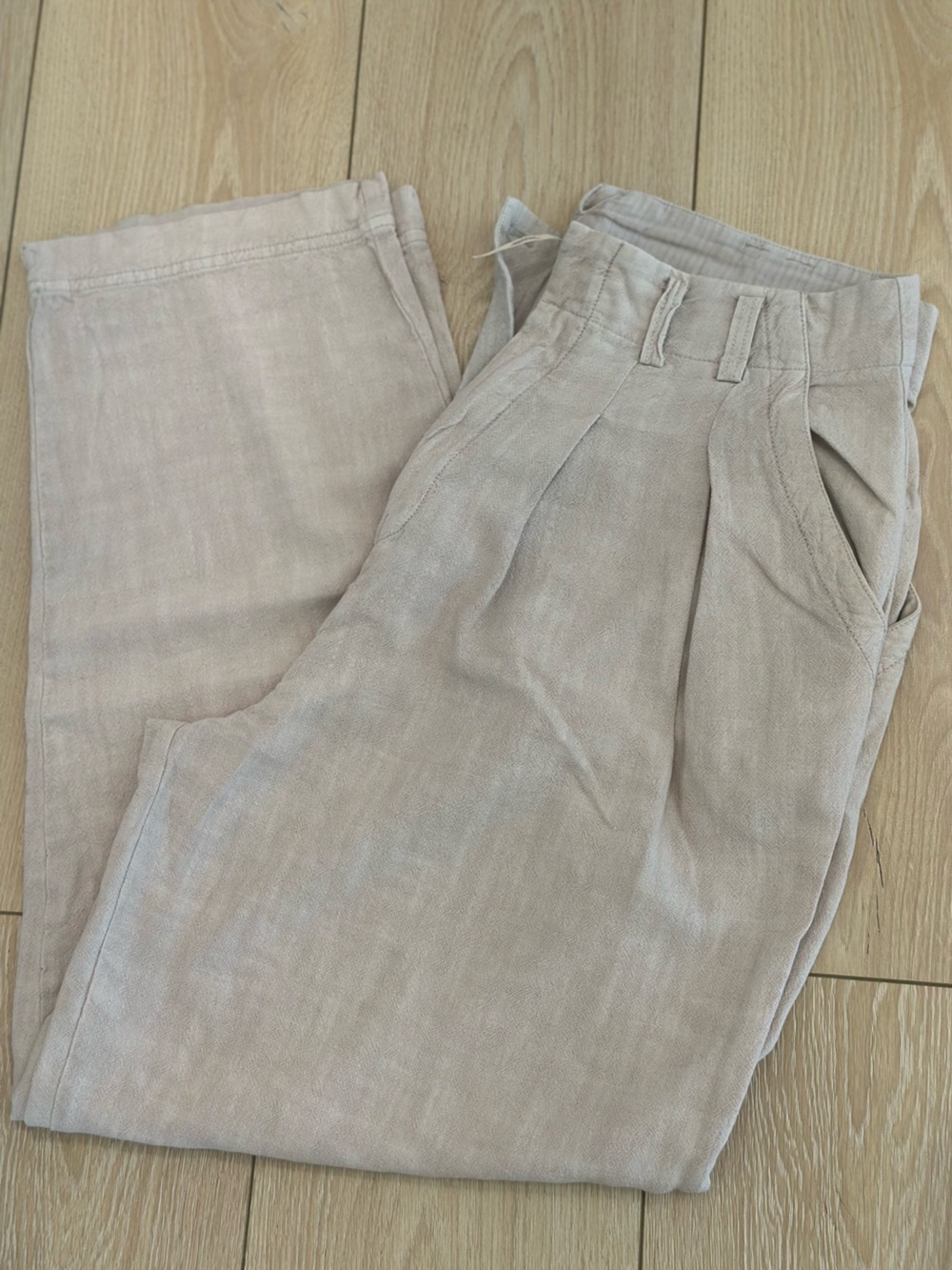 Free People Tan Linen Blend Trousers Size 6 Relaxed Fit